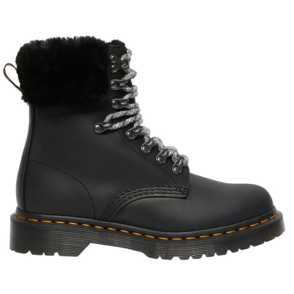 NEW Dr. Martens 1460 Serena Collar Leather Faux Fur Rimmed Combat Boot